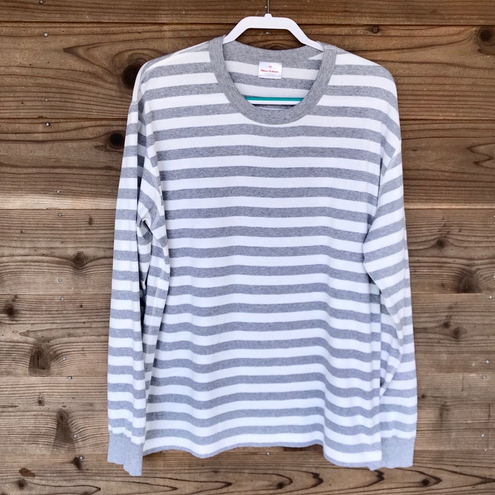 Hanna Andersson Grey White Striped Shirt Sz  XXL